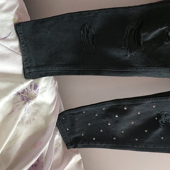 Topshop Moto Mom HighRise Blk Ripped Studded Jeans - Picture 9 of 14